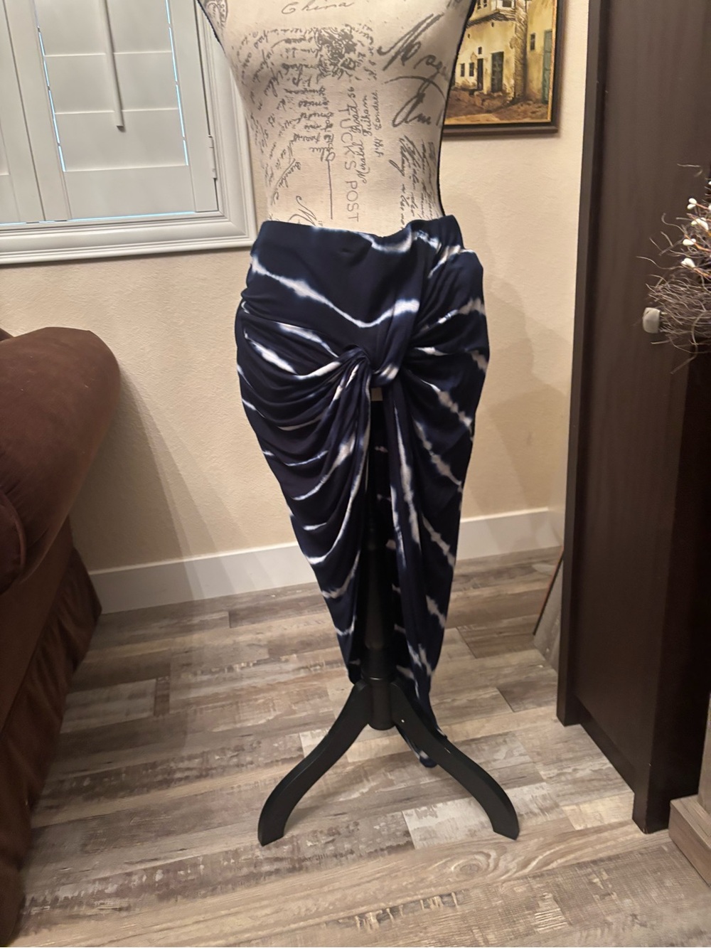 Rue21 Navy and White Tie-Dye Sarong Coverup